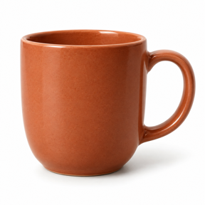 Terracotta coffee cup on a white background