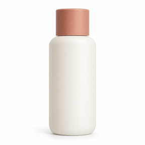 Ivory skincare bottle on a white background