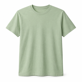 Plain sage green T-shirt on a white background