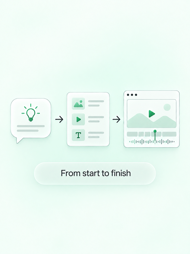 The complete workflow from idea through production to final video