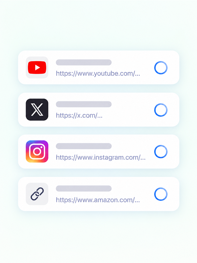 Reference links from YouTube, X, Instagram and Amazon