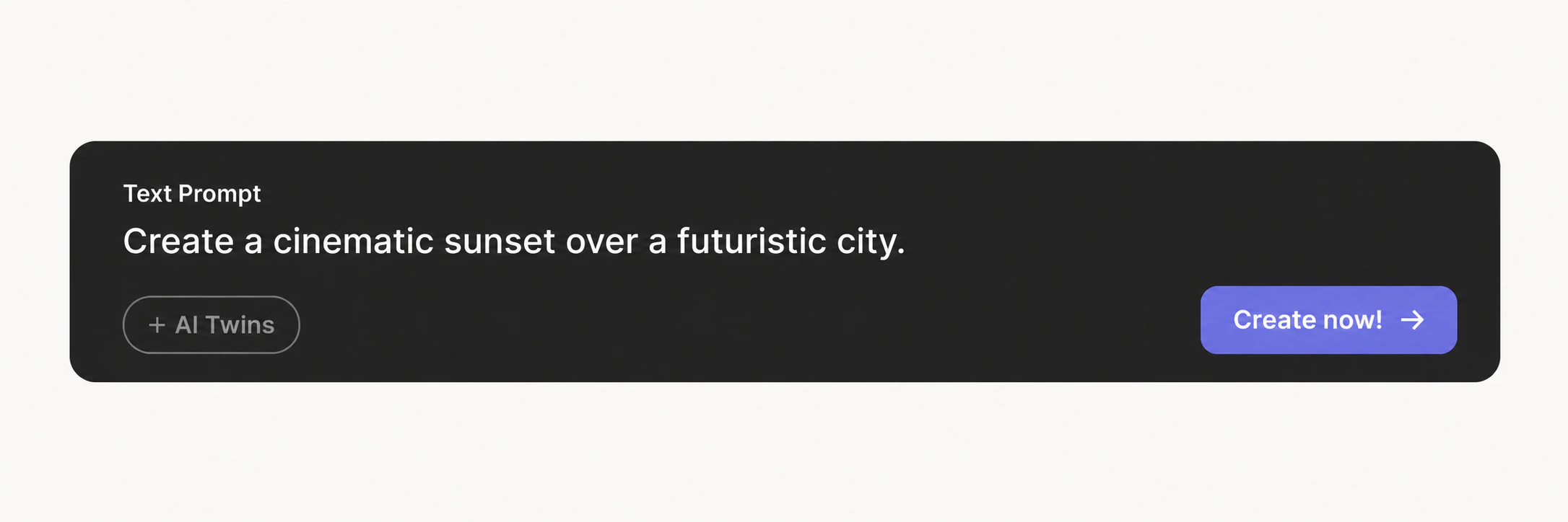 Example text prompt for a cinematic futuristic city sunset