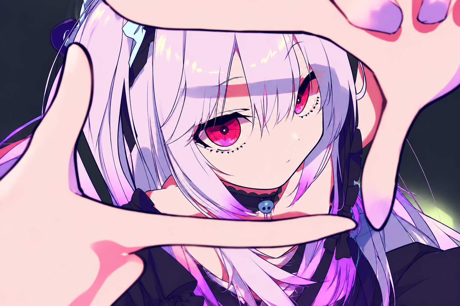 Anime portrait framed by hands