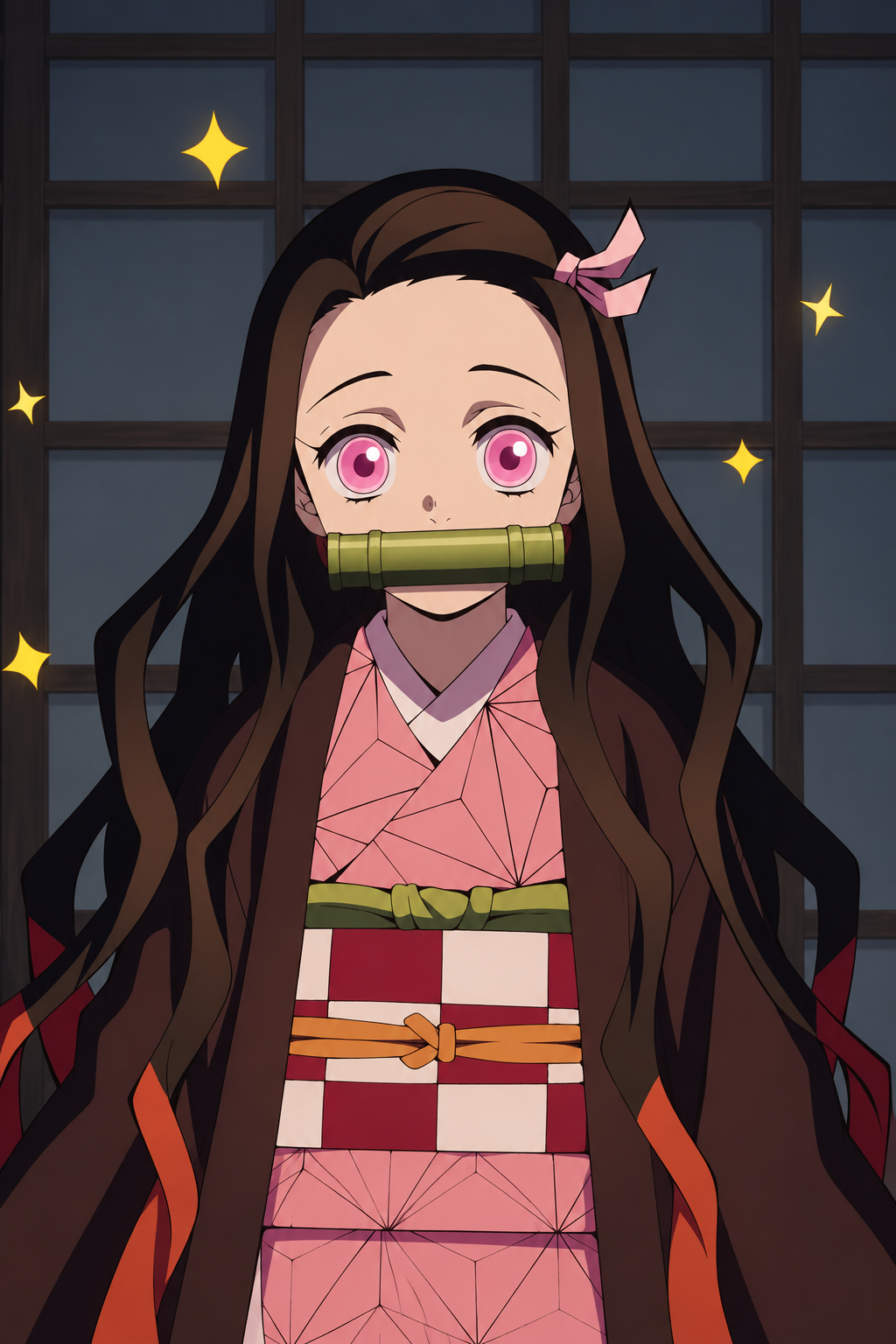 Anime character in a pink kimono