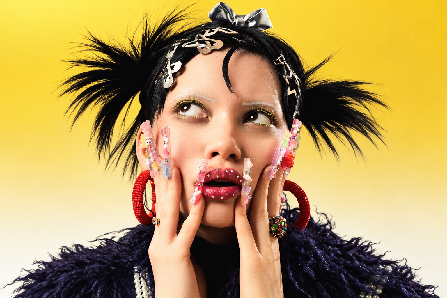 Fashion portrait against a yellow background