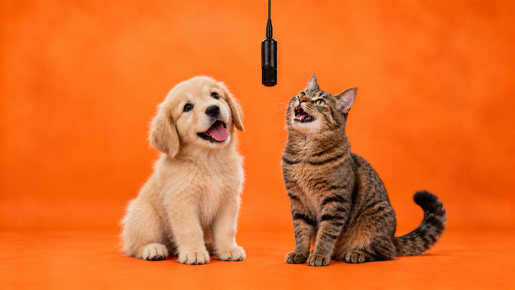 A cat and dog bringing unexpected chemistry to a hotel lobby duet